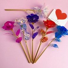 유리꽃 크리스탈꽃 감성인테리어소품 봄 방꾸미기소품, 2홀로그램장미-레드