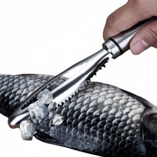 스텐 생선 비늘 제거기 비늘치기 손질도구 비늘칼 업그레이드 미끄럼방지 주방 생선손질, 1개, 실버