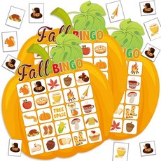 해외 Blosssound 24인용 생일 빙고 게임 해피 버스데이 카드 성인용 재미있는 파티 가족 활동 선물 대형 그룹 교실 미국매장정품+ 1724418, 호박.