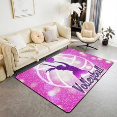 Jejeloiu 배구 거실 러그 침실 공간 러그 7.6x12.7cm(3x5인치) 어린이 스포츠 게임 장식 카펫 남아 여아 청소년 투명 바이올렛 실내 바닥 매트, 3'3" x 4'11" (Rectangular), 클리어 바이올렛