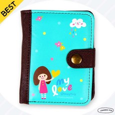 금홍팬시 오케이티나 심플 2단 민트 찍찍이 어린이 지갑 픽앤코501