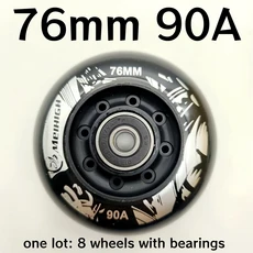 인라인 스케이트 휠 스케이트 휠 블랙 화이트 PU 휠 85A 90A 72mm 76mm 80mm 휠 두께 24mm 8 휠/로트, 04 76mm 90A