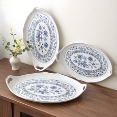 LLARISSA Zwiebelmuster 洋蔥圖案附把手託盤3件組, 混合色, 1套