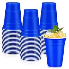 LANLISA 골드 플라스틱 컵 50개 473.2ml(16온스) 일회용 컵 파티 용품용 음료 컵, 대형, 다크 블루
