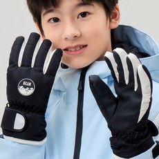 NY20 패밀리 주니어 어린이 학생 스마트터치 방수 겨울 방한 스키 보드 캠핑 장갑 NY-B2376, 블랙, 1개