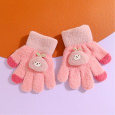 秋冬寶寶可愛小熊保暖針織五指手套，兒童保暖手套，秋冬季兒童針織手套，寒流必備