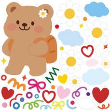 케이트가든 자체제작 곰돌이 데이지 캐리어 데코 방수 리무버블 스티커, 단일옵션