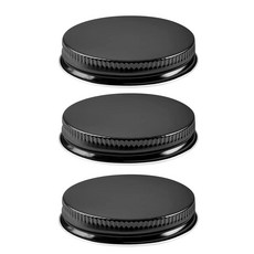 금속 그라울러 캡 3.8L(1갤런) 및 1.3L(1/2갤런) 사이즈 유리 저그용 - 직경 38mm(1.5인치) 미국 제조 맥주/콤부차/홈브루 병 연속 실 플라스티솔 라이너가, 3, Black