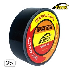 테스크 수출용(국내산) 덕트테이프 덕테이프 50MM X 50M 일반형 BLACK, 2개