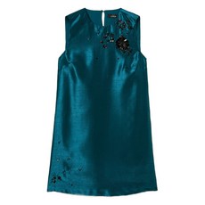 트윈셋 장식 민소매 미니 드레스