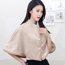 어깨시림 방지 숄 겨울 기모 후드 망토, 카키 (더블 플리스)