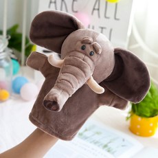 손 인형 장난감 동물 세트 복화술 입 공연 동물인형, 25cm, 코끼리, 1개