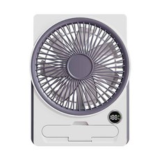超輕薄卡片風扇 桌面壁掛兩用 超清數字顯示 2000mAh大容量電池 手機支架 五檔風速調節, 簡約白, 5658268512256