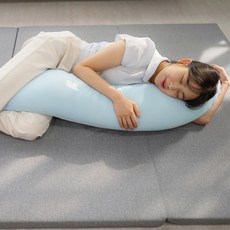 더베딩샵 냉감 S자 바디필로우 솜포함 안고자는 롱쿠션 바디베개 다리쿠션, 블루