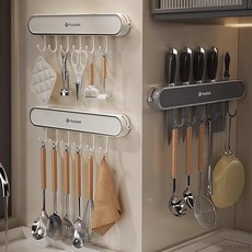 桃園出貨 高顏值刀架壁掛式刀具收納廚房打孔掛架掛鉤置物架多功能鏟子菜刀, 1個, 【掛鉤款】質感灰丨穩固承重丨掛鉤可移動,【升級版】免釘安裝丨雙吸盤掛鉤