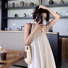 투니스 여성 백오픈 홀터 롱 나시 원피스