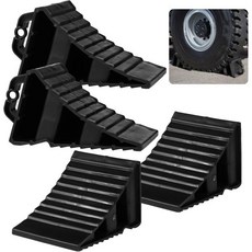 보스레로이 플라스틱 휠 초크 4개 세트 톱니형 타이어 휴대용 손잡이 RV SUV 차량용 20cm x 12cm 11cm