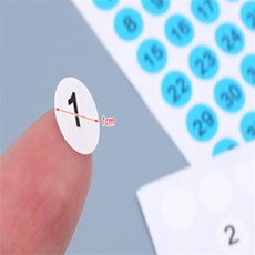 해돋이 컬러 원형 숫자 스티커 1cm 칭찬스티커, 1~50 블루