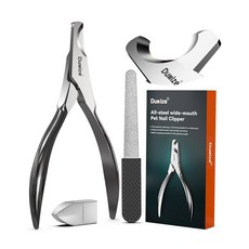 듀이즈 올 스틸 도그 네일 클리퍼 1.22인치 대형 개구부 및 내장 스프링 전문 애완동물 네일 트리머 및 파일 포함, Polished