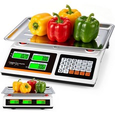 아토고우 88파운드40kg 가격 계산 저울 사전 설정 가격 키가 있는 상업용 식품 주방 저울 플러그인 또는 충전식 사용 듀얼 브라이트 LCD 디스플레이 농산물 농부 시장 육류무