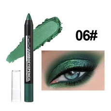 스모키 짙은 녹색 아이 섀도우 펜슬 스틱 방수 진주 빛 12 메탈릭 글리터 형광펜 메이크업 도구, 05 06