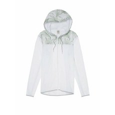 Victoria's Secret PINK Anorak 윈드브레이커 풀 지퍼 재킷 팜 프린트 화이트 그린 후드 경량 사이즈 XS/S 새 제품 207791