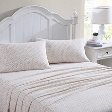 로라애슐리 Laura Ashley - 플란넬 시트 트윈 사이즈 보풀 방지 및 주름 면 촉감이 부드럽고 사계절 편안함 어울리는 베개 커버 매트리스 커버가 있는 침대 (페이 투, Evie Pink