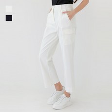 화이트베어 허리밴딩 스판 여성 9부 골프바지 WB718