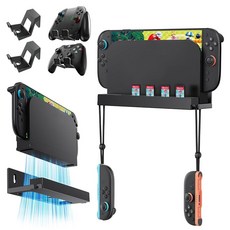 닌텐도 스위치 2 콘솔 2025용 메이보신 메탈 월 마운트 브래킷 컨트롤러 스탠드 2개 게임 카드 슬롯 12개 조이콘 후크 2개가 있는 오가나이저 액세서리 키트 TV 근처