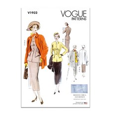 Vogue Misses' 빈티지 수트 및 코트 바느질 패턴 키트 디자인 코드 V1932 사이즈 16-18-20-22-24