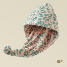 潔妮膚 豹紋吸水速乾髮帽, 綠色, 1個