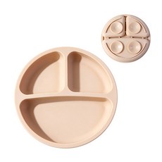 DFMEI 硅膠餐盤圍兜嬰兒童碗餐具叉勺防摔零食杯子套裝兒童輔食硅膠餐盤, 1個, 餐盤藕色:如圖