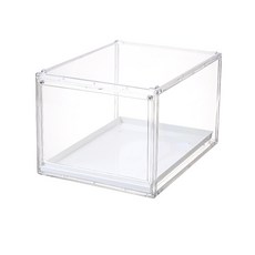 高透明抽拉鞋盒防塵可疊加收納盒桌面收納神器多用途儲物整理箱子, 1個, 透白:大號