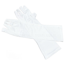 Ching co 青可 長款美甲防曬手套 美甲燈專用護手套 指尖開口設計 透氣舒適, 白色, 1套裝