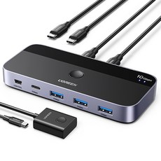 유그린 USB3.2 C타입 10Gbps 2대4 2C 2A USB 멀티허브 스위치 선택기, 1개, 혼합색상