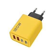 호환120W 멀티포트 충전기 USB C 고속 QC3.0 갤럭시 S24 아이폰 16 15 14 샤오미 포코 F5 여행용 벽면 플러, 09 Yellow EU
