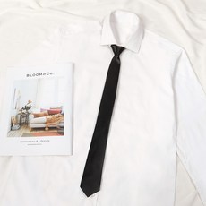 黑色免打領帶 拉鍊式簡約設計 男用長短款 學生制服配飾襯衫裝飾 學生日常穿搭配件 #光面黑5*48cm 拉鍊長款 #默認尺寸