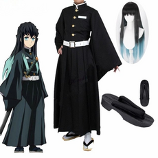 귀멸의칼날 토키토 무이치로 코스프레의상 할로윈데이 가발 신발 세트