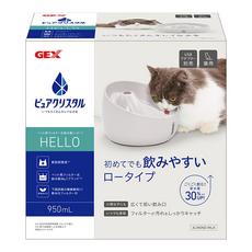 GEX 碧水鏡 HELLO 系列 寵物飲水機 貓用 950mL, White, 1個
