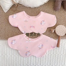 DFMEI 秋季新款寶寶棉質圍嘴嬰兒口水巾百搭雙面口水兜圍兜0-2歲, 1個, 1個裝, 双面斑比粉粉独角兽:如圖