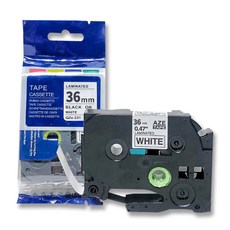 Brother 브라더 호환 라벨테이프 라벨프린터기 라벨기 테이프, 36mm, 흰색바탕/검정글자