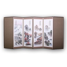 (두레공예사)옥비단미니옥반야산수화6폭병풍 커버포함 ini+6727iv