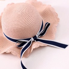 봄 나들이 고급 유아 아동 어린이 꽃잎챙 리본 밀짚 모자 여름 가을 자외선 차단 귀여운 체험학습 소풍 방학 여행