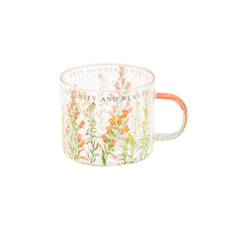 가와시마야 플라워 유리 머그컵 480ml B-954, 클리어, 1개