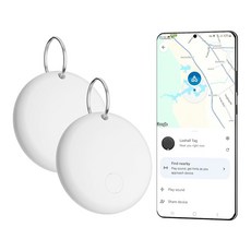 2025 업그레이드된 안드로이드 에어 트래커 태그 수하물 태그 스마트 트래킹 태그용 블루투스 내 디바이스 앱 템 찾기 백팩 키용, 2 Pack White