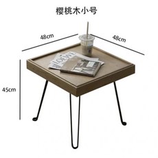 實木折疊桌 簡易小茶几 露營臥室小餐桌, 可摺疊櫻桃木小號（方）