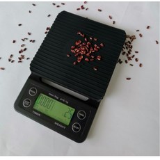 咖啡叔叔 計時電子秤 手沖咖啡秤 咖啡豆磅秤 烘焙秤, 1個, 黑色(5KG/0.1G贈隔熱墊+電池)