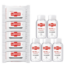 랩신V3 손소독제겔 휴대+손소독티슈 x5 휴대 위생생활용품, 1개, 60ml