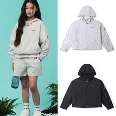 [블랙야크키즈][모다인천] 여아용 오버핏 세미크롭 초경량 UV차단 통풍 신축성 바람막이 에어락 글로시 윈드브레이커자켓 1BKJKMV501