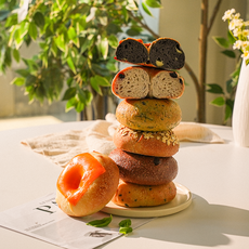 [레딧제과] 수제 베이글 유기농밀가루 천연발효종 플래인베이글 블루베리베이글 시금치치즈베이글 통밀베이글 더블치즈 먹물치즈 크랜베리호두 레딧언니, 통밀, 1개, 160g